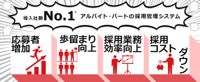 導入社数No.1 アルバイト・パートの採用管理システム・リクオプ